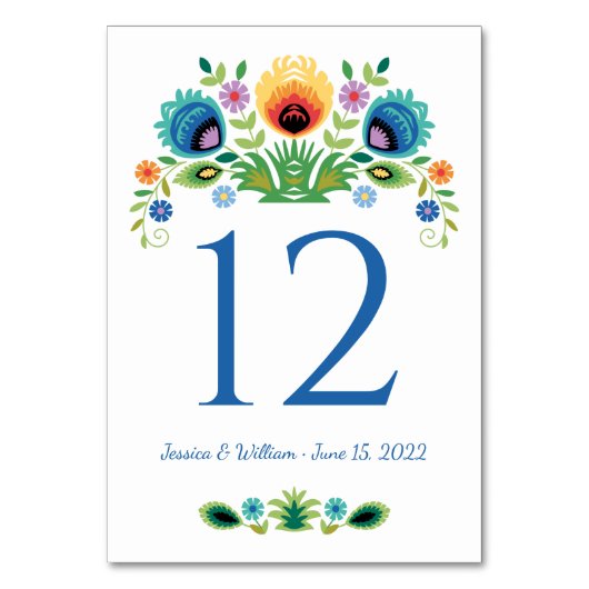 ポーランドフォーク花ラベンダーと黄色 テーブルナンバー (正面)