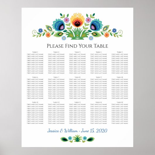 ポーランドフォーク花ラベンダーと黄色 ポスター (正面)