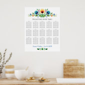 ポーランドフォーク花ラベンダーと黄色 ポスター (キッチン)