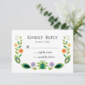 ポーランドフォーク花ラベンダーと黄色 出欠カード (スタンド正面)