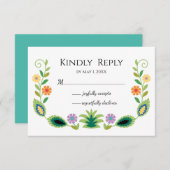 ポーランドフォーク花ラベンダーと黄色 出欠カード (正面/裏面)