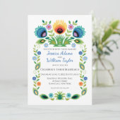 ポーランドフォーク花ラベンダーと黄色 招待状 (スタンド正面)