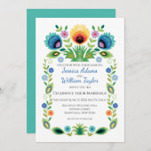 ポーランドフォーク花ラベンダーと黄色 招待状 (正面/裏面)