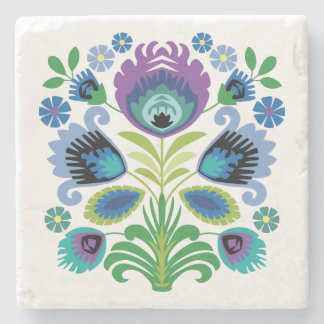 ポーランドフォーク花紫 ストーンコースター