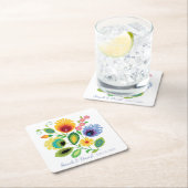 ポーランドフォーク花結婚黄色 スクエアペーパーコースター (インサイチュ)