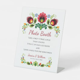 ポーランドフォーク花赤 台座サイン