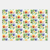 ポーランドフォーク花黄色 ラッピングペーパーシート (正面3)