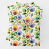 ポーランドフォーク花黄色 ラッピングペーパーシート (インサイチュ)