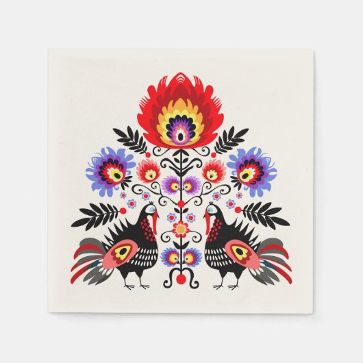 ポーランドフォーク スタンダードカクテルナプキン (正面)