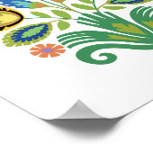 ポーランドフローラアズールブルーペーパーカットデザイン ポスター (角)