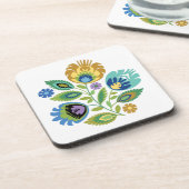 ポーランドフローライエローオークレペーパーカットデザイン コースター (左側)