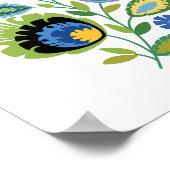 ポーランドフローラダークブルーペーパーカットデザイン ポスター (角)