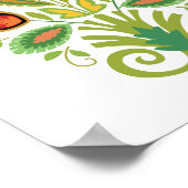 ポーランドフローラダークレッドペーパーカットデザイン ポスター (角)