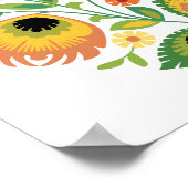 ポーランドフローラブライトイエローペーパーカットデザイン ポスター (角)