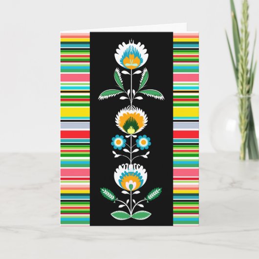 ポーランドフローラ刺しゅう、グリーティングカード カード (正面)