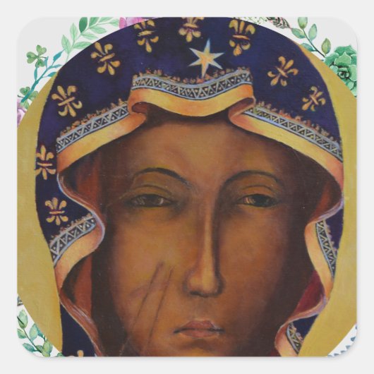 ポーランドブラックマドンナ伝統的カトリックの贈り物 スクエアシール (正面)