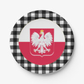 ポーランドプレート、バッファロー・プレイド&ポーランド国旗 ペーパープレート (正面)