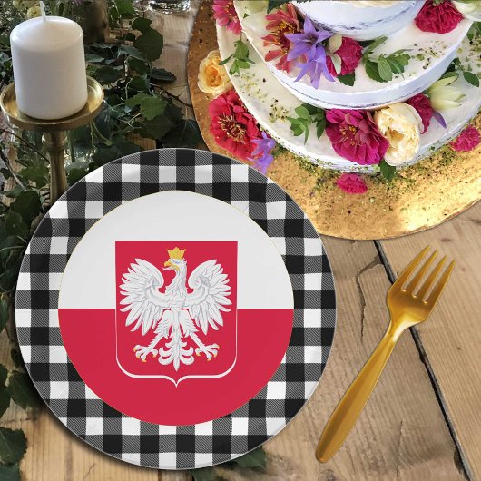 ポーランドプレート、バッファロー・プレイド&ポーランド国旗 ペーパープレート