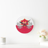 ポーランドホワイトイーグルクレモノグラムのスト ラウンド壁時計 (ホーム)