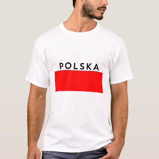 ポーランドポルスカの旗の国の光沢の文字の名前 Tシャツ (正面)