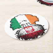 ポーランドポーランドアイリッシュアイルランドツリールーツ国旗 ラウンドペーパーコースター (アングル)