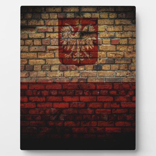 ポーランドポーランドフラッグブリックウォールデザイン フォトプラーク (正面)