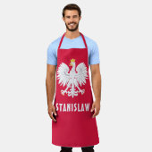 ポーランドポーランドレッドホワイトイーグルポルスカ名前をカスタムする エプロン (着用した状態)