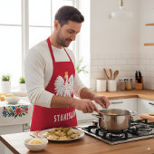 ポーランドポーランドレッドホワイトイーグルポルスカ名前をカスタムする エプロン