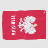 ポーランドポーランドレッドホワイトイーグルポルスカ名前をカスタムする ゴルフタオル (横)