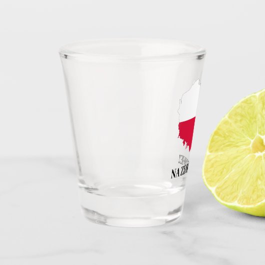 ポーランドポーランド国旗の地図ナズドローウィ応援 ショットグラス (左)