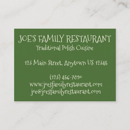 ポーランドレストランディナーダンプリンスピエロギーズ食品 名刺 (裏面)