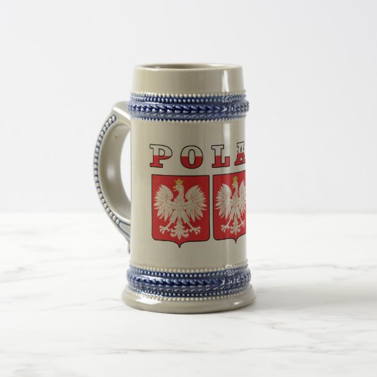 ポーランドワシ国旗の盾 ビールジョッキ (正面左)