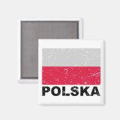 ポーランドヴィンテージ国旗 マグネット (正面/裏面)