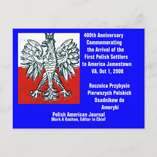 ポーランド人最初の移住者到米400周年記念 - オリジナル ポストカード (正面)