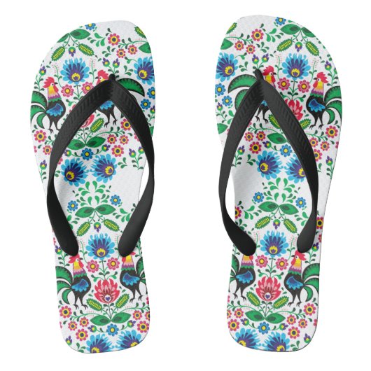 ポーランド伝統の装飾柄 ハイカットスニーカー ビーチサンダル (フットベッド)