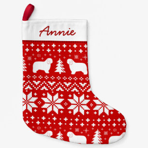 ポーランド低地シェプドッグシルエットかわいいパターン スモールクリスマスストッキング