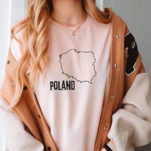 ポーランド国地図概要ポーランド縁ど陸路線 Tシャツ