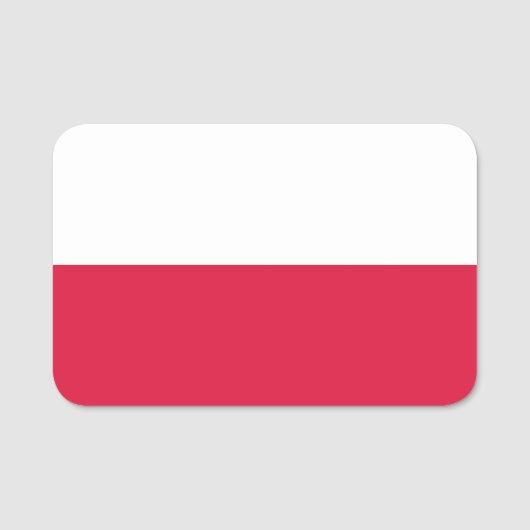 ポーランド国旗が付いた愛国的な名前タグ 名札 (正面)