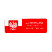 ポーランド国旗で愛国的なサッカーポルスカ差出人住所 ラベル (正面)