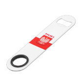 ポーランド国旗で愛国的なサッカーポルスカ スピード栓抜き (正面アングル)