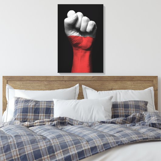 ポーランド国旗で握り拳を上げる キャンバスプリント (インサイチュ (寝室))