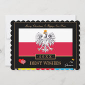 ポーランド国旗とハッピーニューイヤー/ウィズ最高のス・ポーランド シーズンカード (正面)