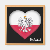 ポーランド国旗とハートポーランド祝日、旅行/スポーツ マグネット (正面)