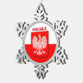 ポーランド国旗のエンブレム伝統愛国的ポルスカ スノーフレークピューターオーナメント (右)