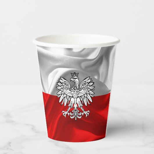ポーランド国旗のコートを施した腕紙カップ 紙コップ (正面)