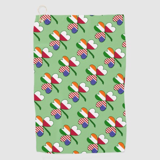 ポーランド国旗のタイル張りシャムロック ゴルフタオル (正面)