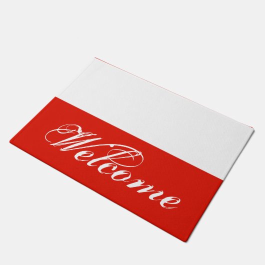 ポーランド国旗のドアマットとカスタム歓迎文字 ドアマット (アングル)