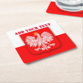ポーランド国旗のワールドカップ2022サッカーサッカーポルスカ スクエアペーパーコースター (アングル)