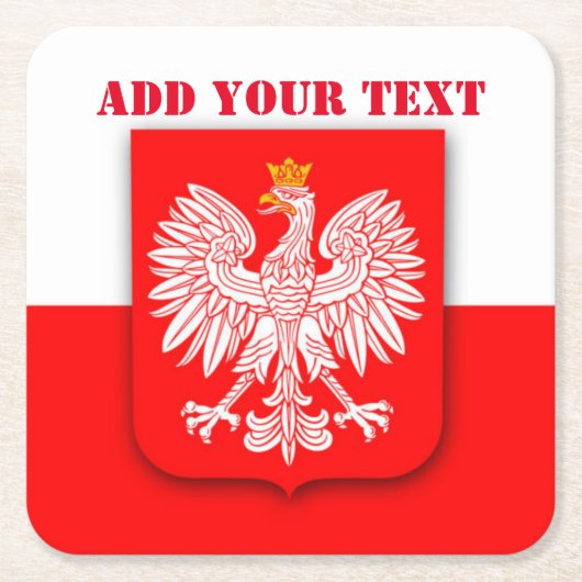 ポーランド国旗のワールドカップ2022サッカーサッカーポルスカ スクエアペーパーコースター (正面)