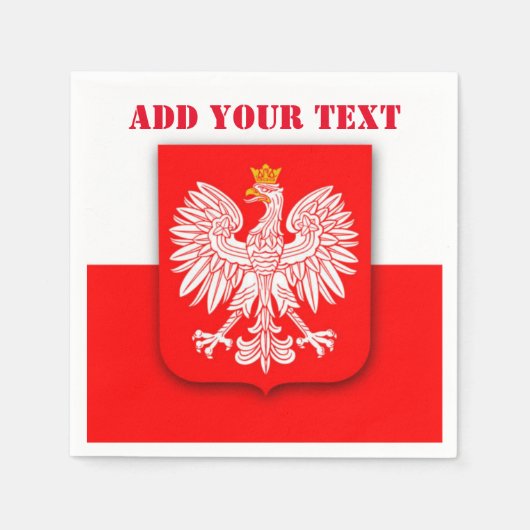 ポーランド国旗のワールドカップ2022サッカーサッカーポルスカ スタンダードカクテルナプキン (正面)
